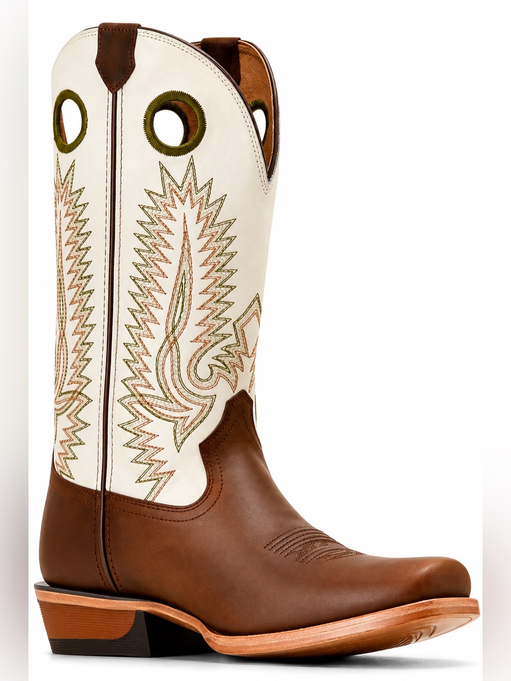 Ariat Southland Two-Tone Brown & White Western Pull-On Boot Size 13 NIB